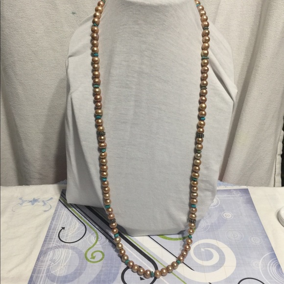 Pearl and turquoise necklace